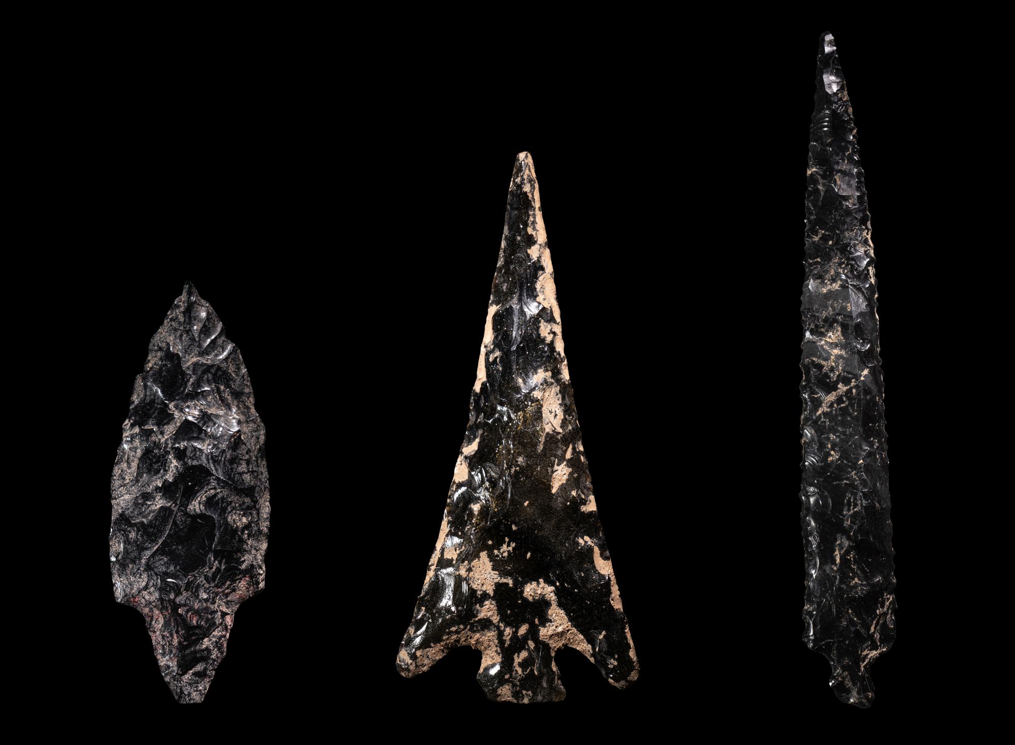 Three Mesoamerican Obsidian Arrowheads