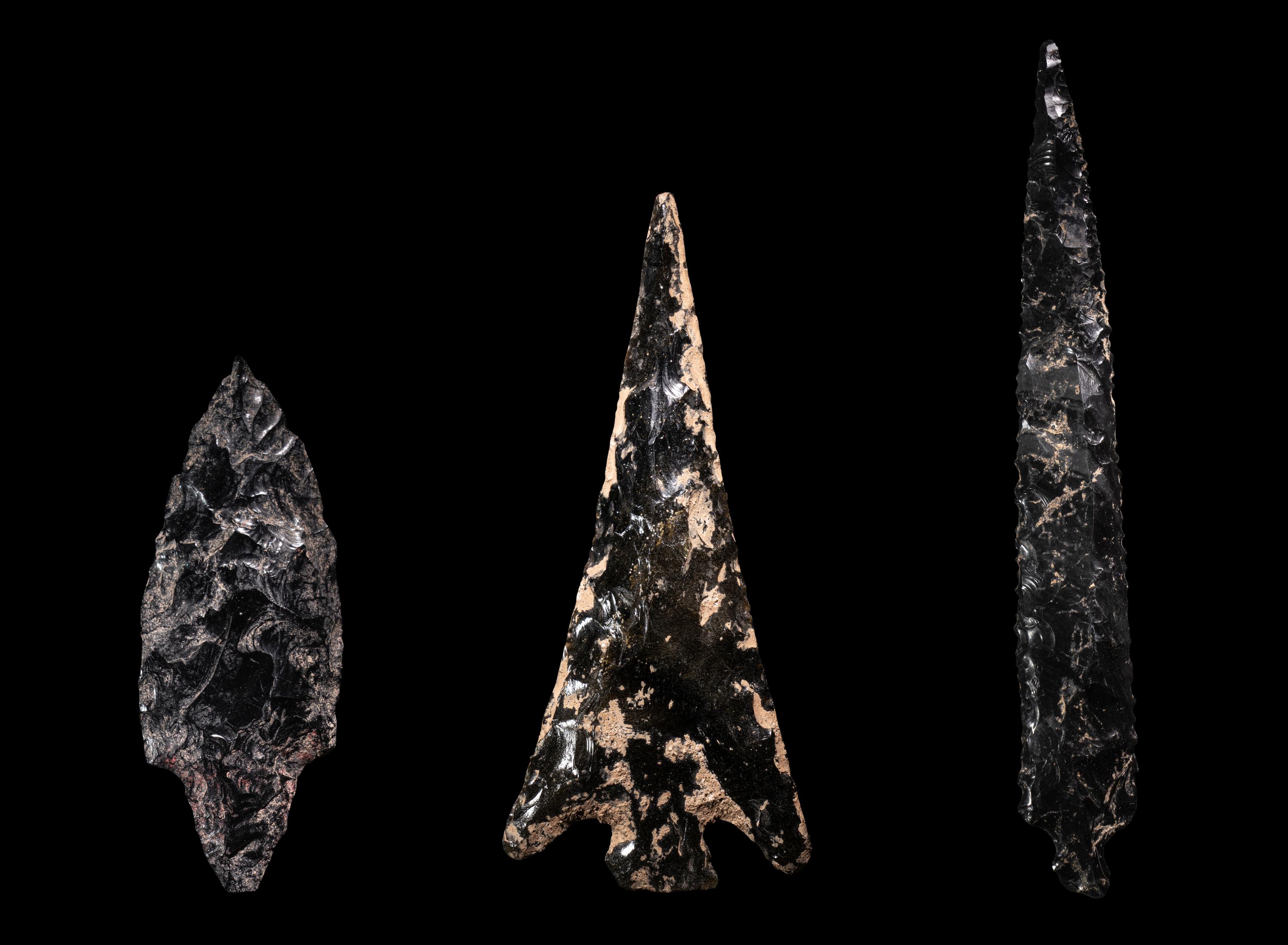 Three Mesoamerican Obsidian Arrowheads