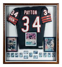A Walter Payton Chicago Bears Signed Autograph Jersey Large Framed Display (Beckett Authentication Services Letter),