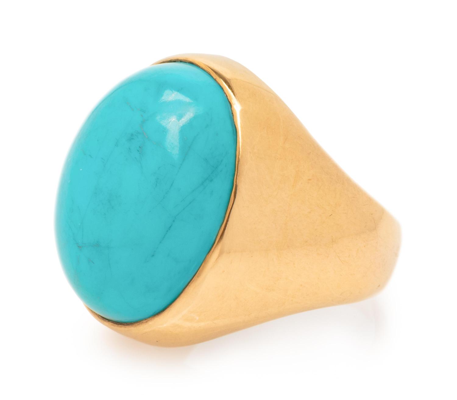 YELLOW GOLD AND TURQUOISE RING