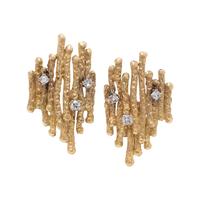 ANDREW GRIMA, YELLOW GOLD AND DIAMOND EARCLIPS