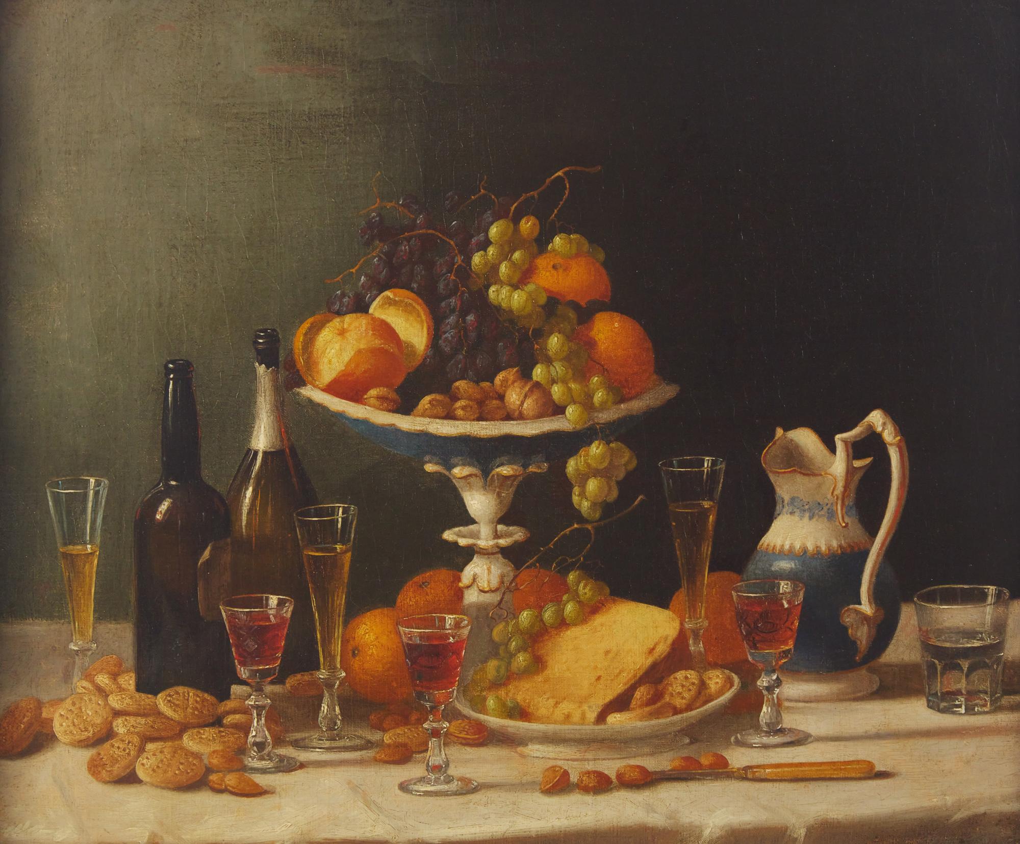 Still Life with Fruit, Cheeses, Nuts, Glasses, and Ewer
