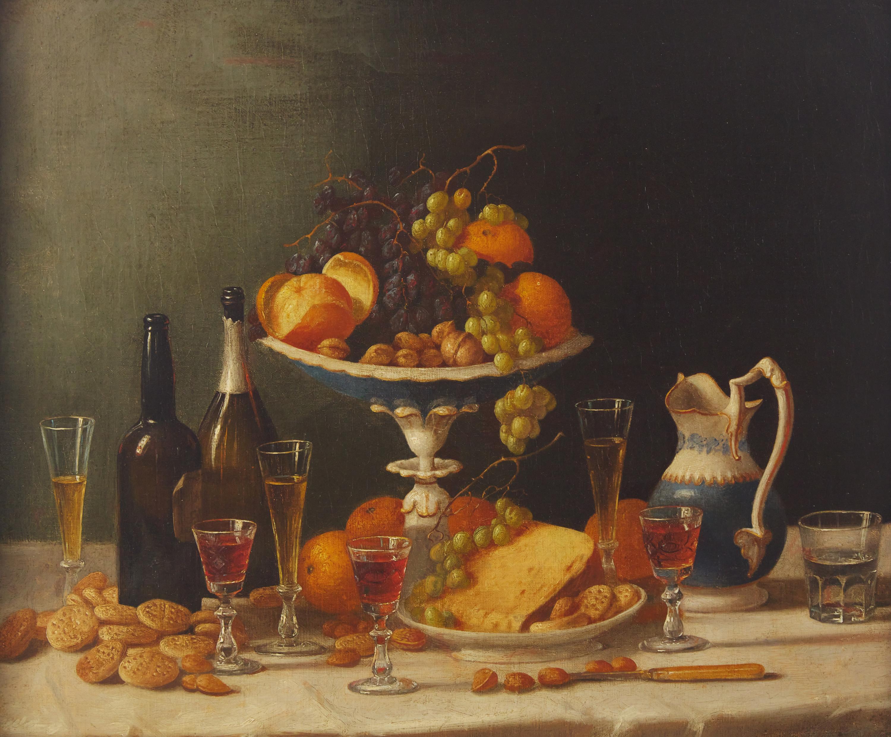 Still Life with Fruit, Cheeses, Nuts, Glasses, and Ewer