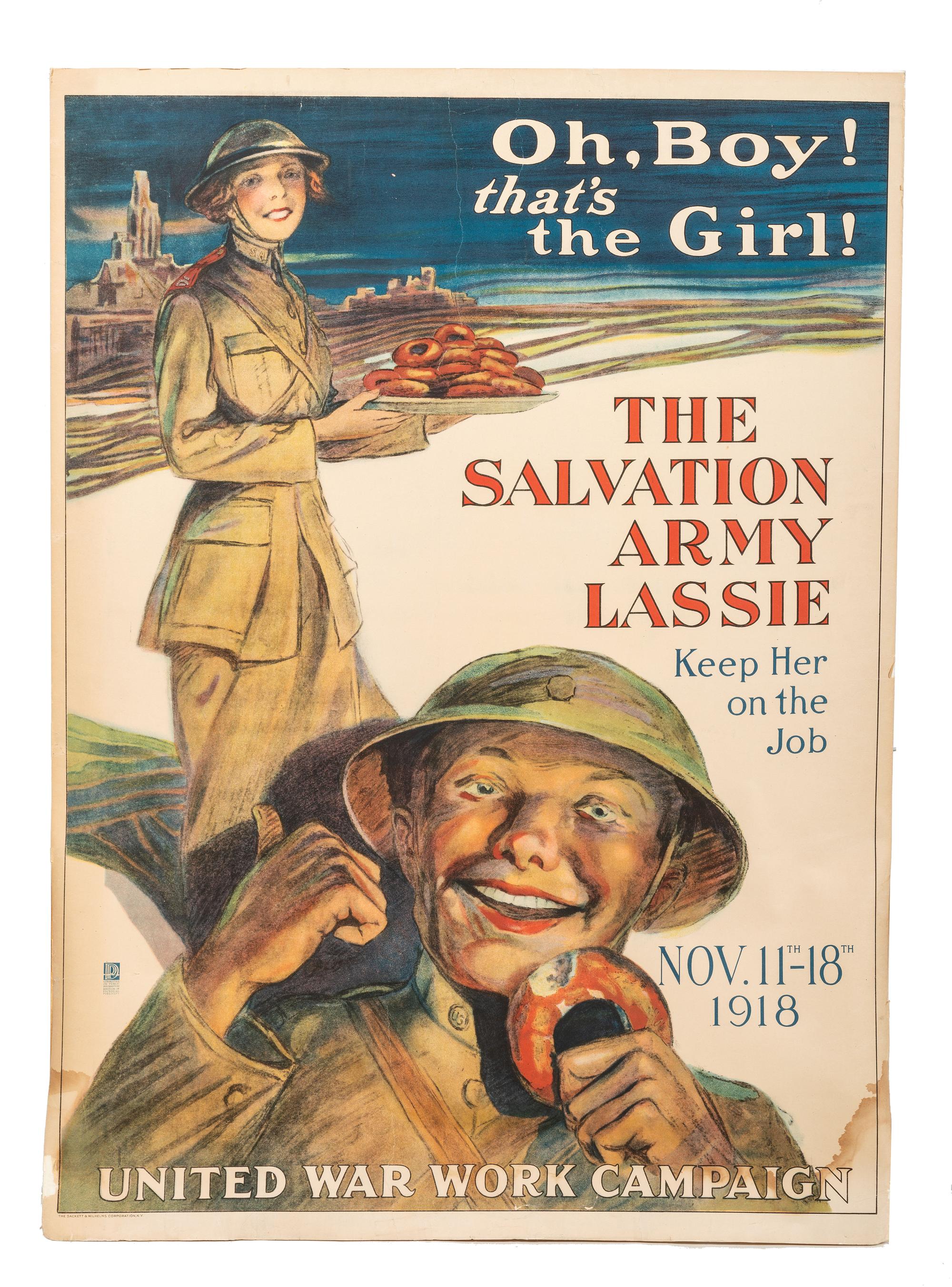 [WORLD WAR I]. RICHARDS, George M., artist. Oh, Boy! that's the Girl! The Salvation Army Lassie / Keep Her on the Job. New York: Sackett & Wilhelms Corporation, 1918.