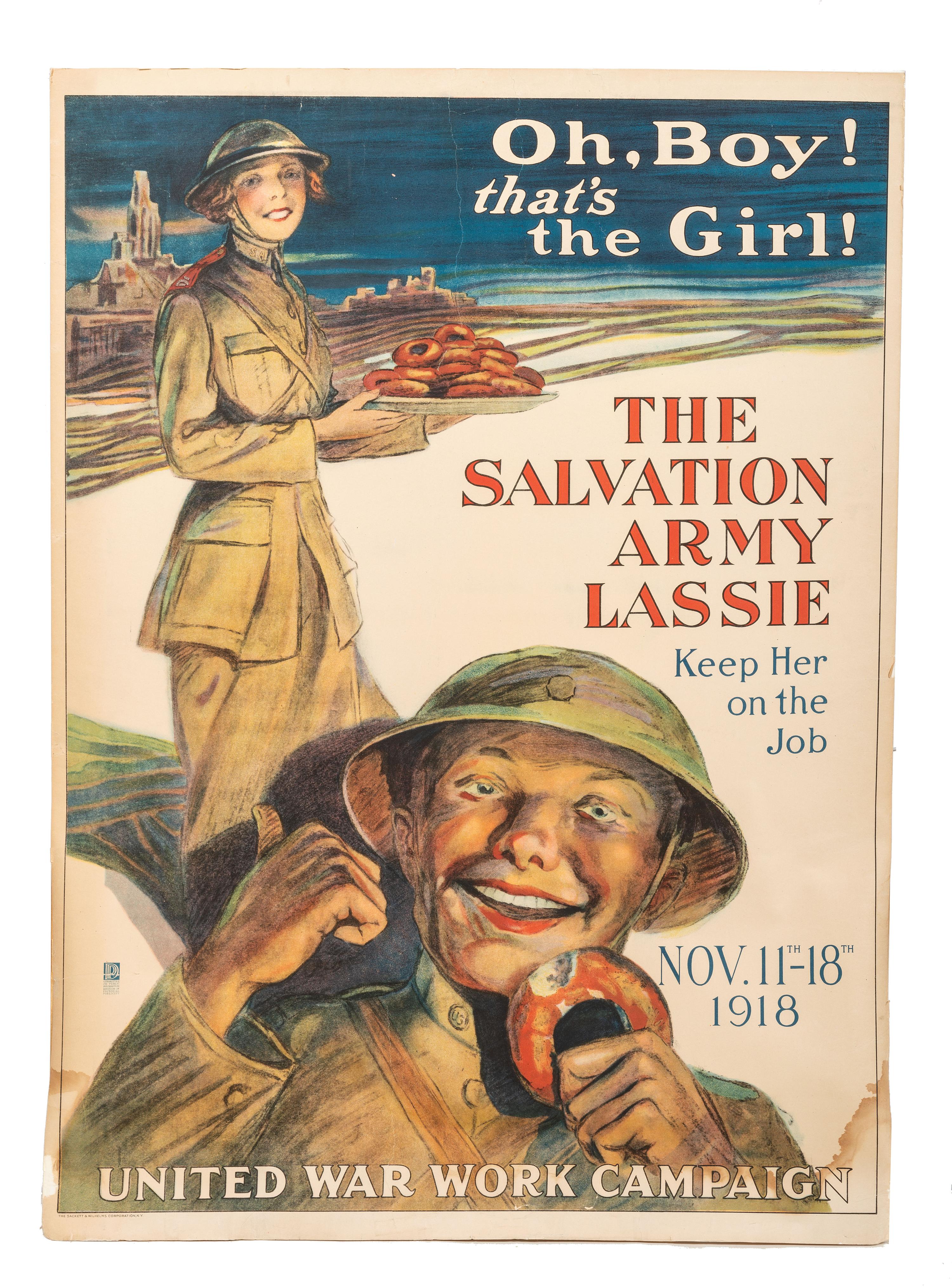 [WORLD WAR I]. RICHARDS, George M., artist. Oh, Boy! that's the Girl! The Salvation Army Lassie / Keep Her on the Job. New York: Sackett & Wilhelms Corporation, 1918.