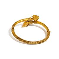 ANTIQUE, YELLOW GOLD RAM'S HEAD BANGLE BRACELET