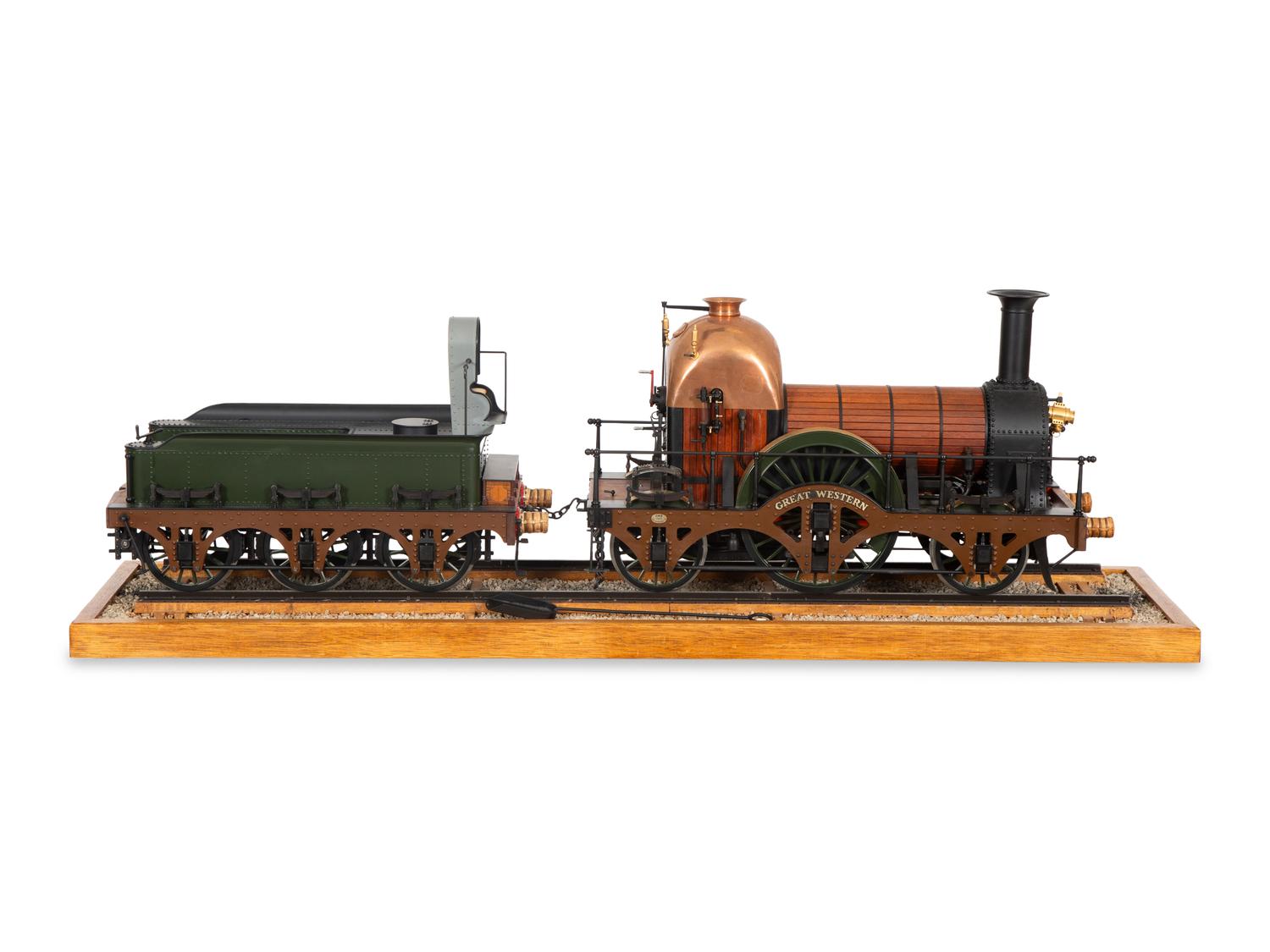 A Finely Constructed and Historically Authentic 3/4-Inch Scale (5 Inch Gauge) Model of the Great Western Railway Broad Gauge 2-2-2 Locomotive