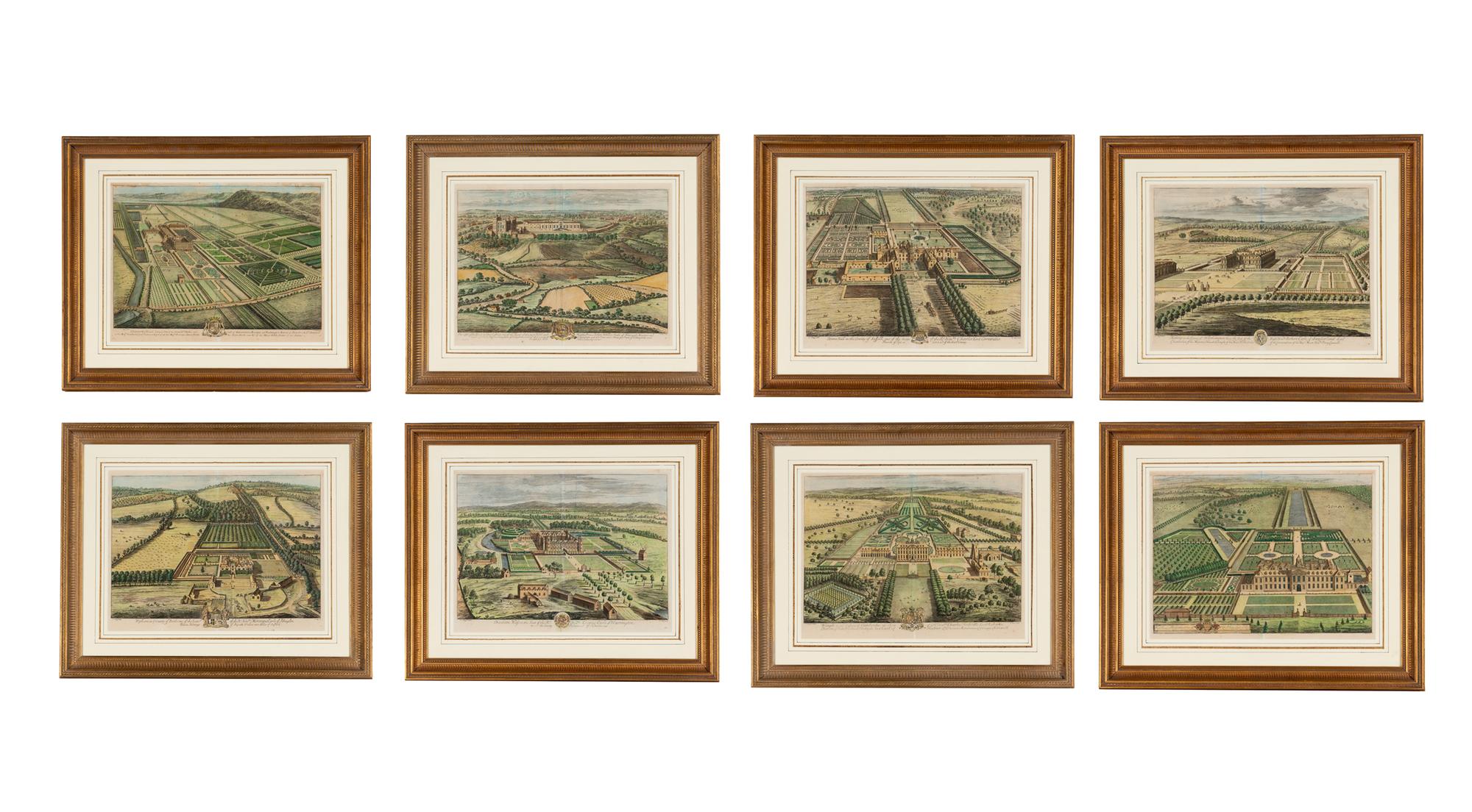 A Set of Eight Hand-Colored Engravings