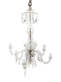 An English Cut Glass Six-Light Chandelier