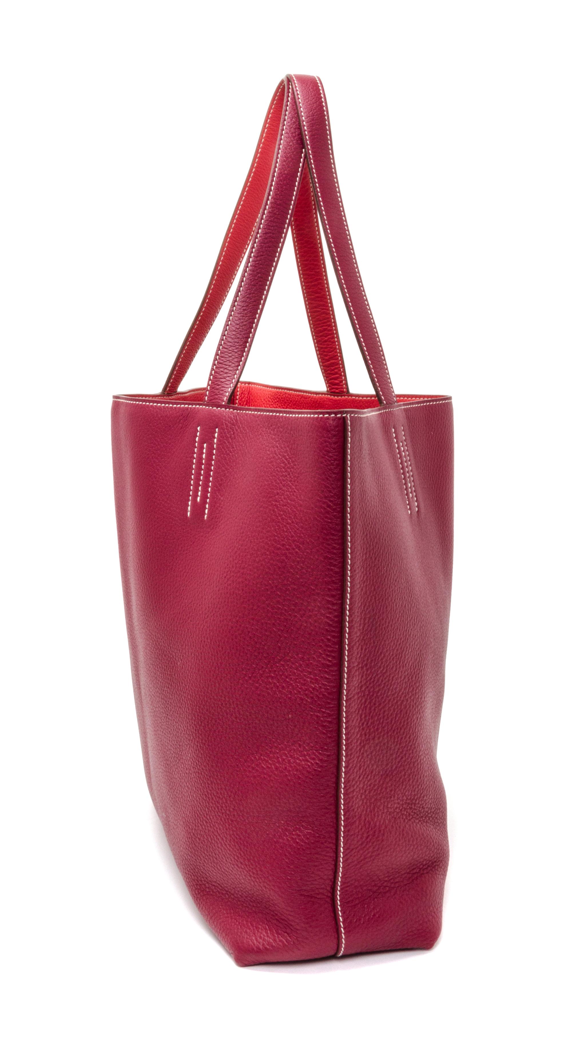 An Hermes Rubis/Bougainvillea 45cm Taurillon Clemence Double Sens Tote, 17.5" x 15.5" x 5".