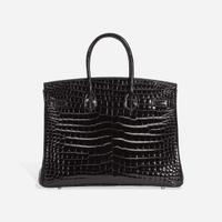 An Hermès Shiny Black Porosus Crocodile Birkin 35 with Palladium Hardware 2013