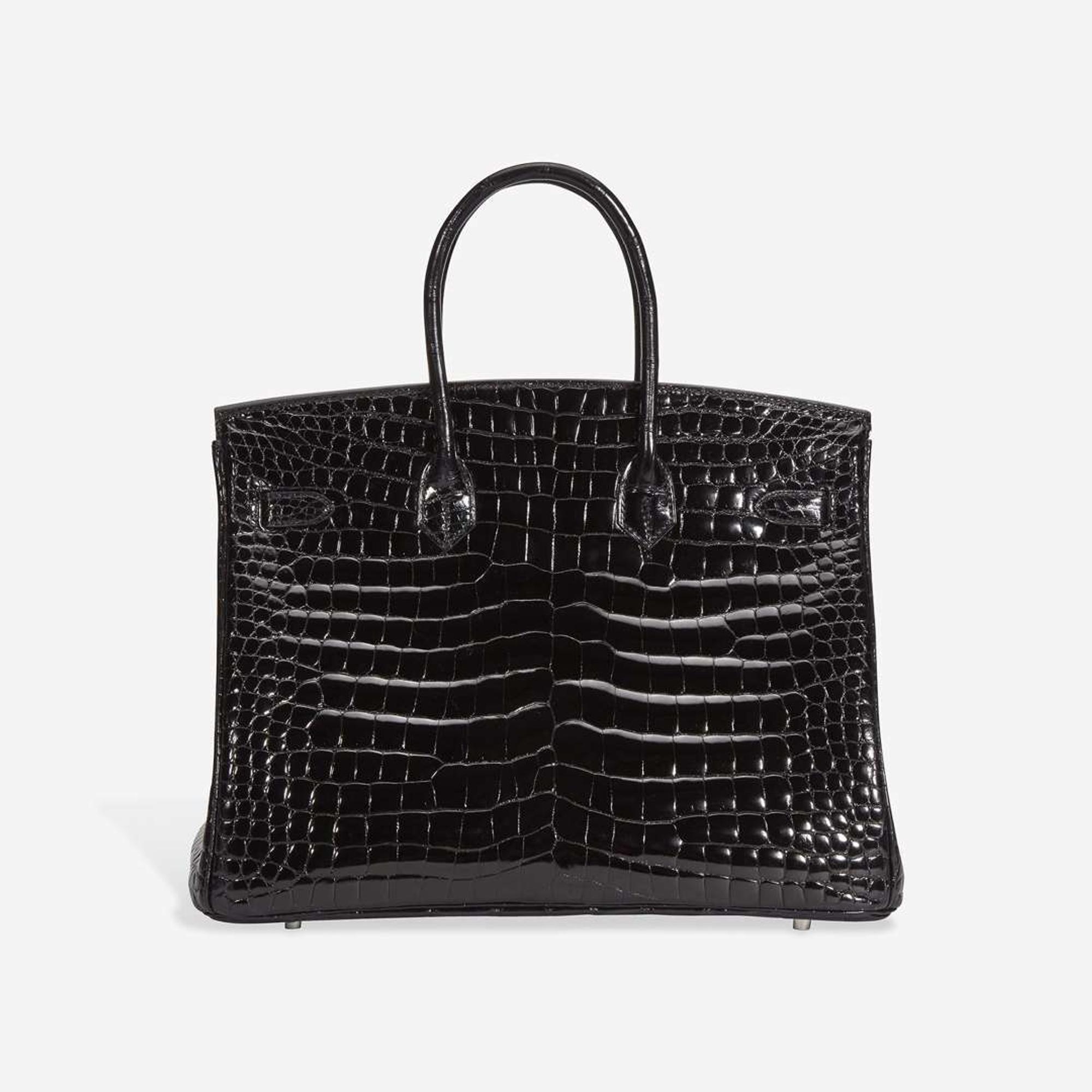 An Hermès Shiny Black Porosus Crocodile Birkin 35 with Palladium Hardware 2013