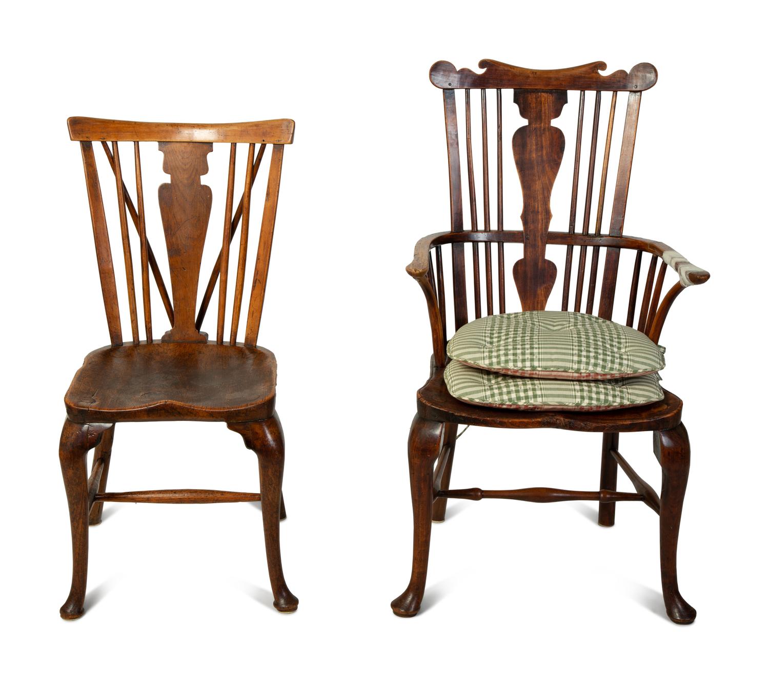 A Set of Eight English Carved Oak Windsor Dining Chairs — 18TH/19TH CENTURY