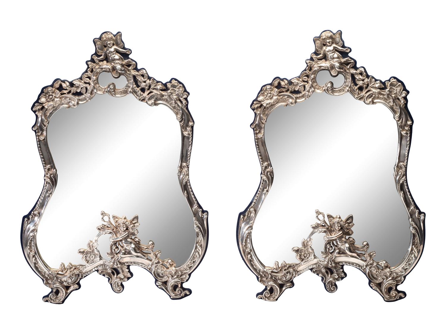 A Pair of Jack Rabinovich Silver Table Mirrors