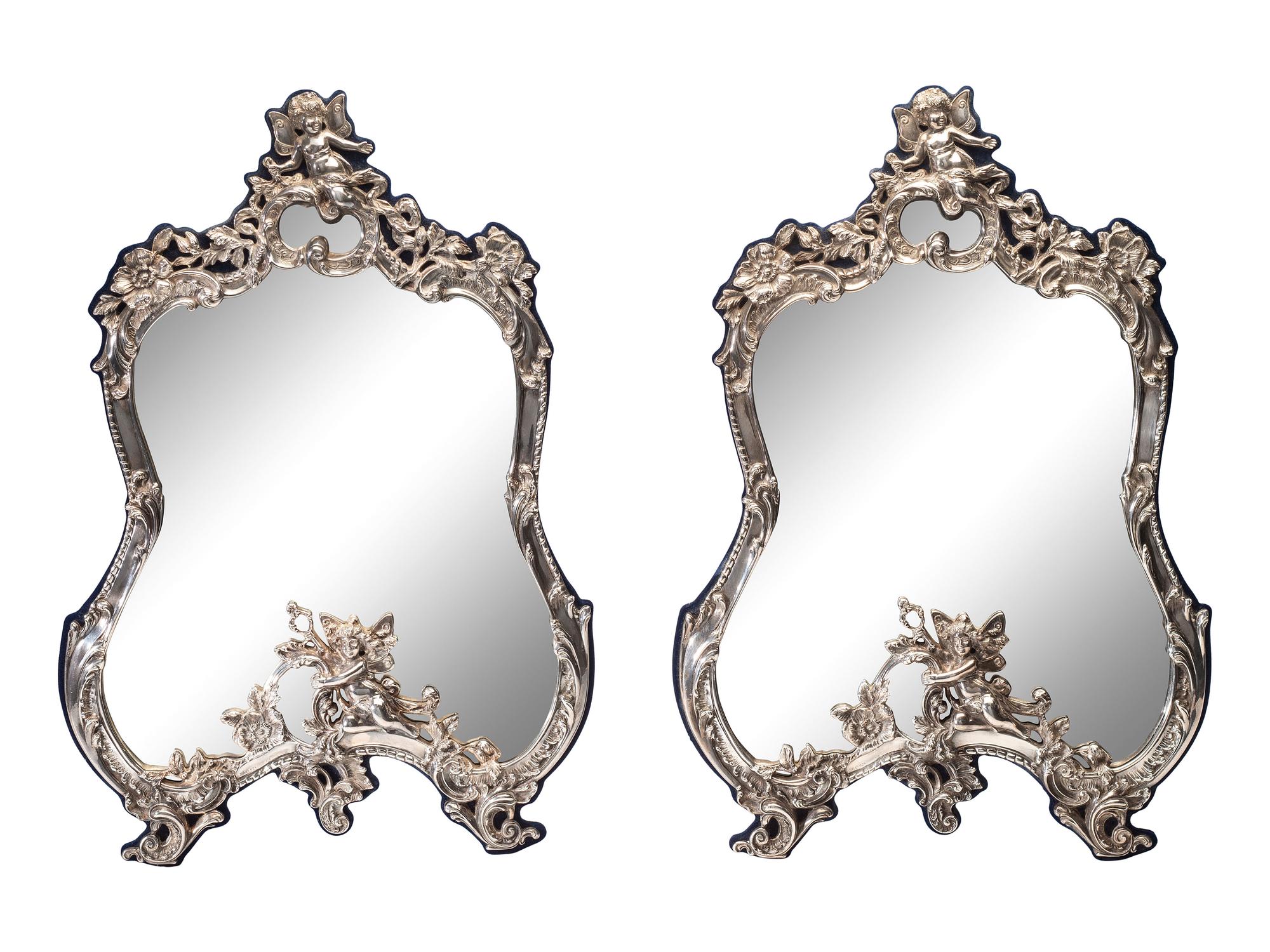 A Pair of Jack Rabinovich Silver Table Mirrors