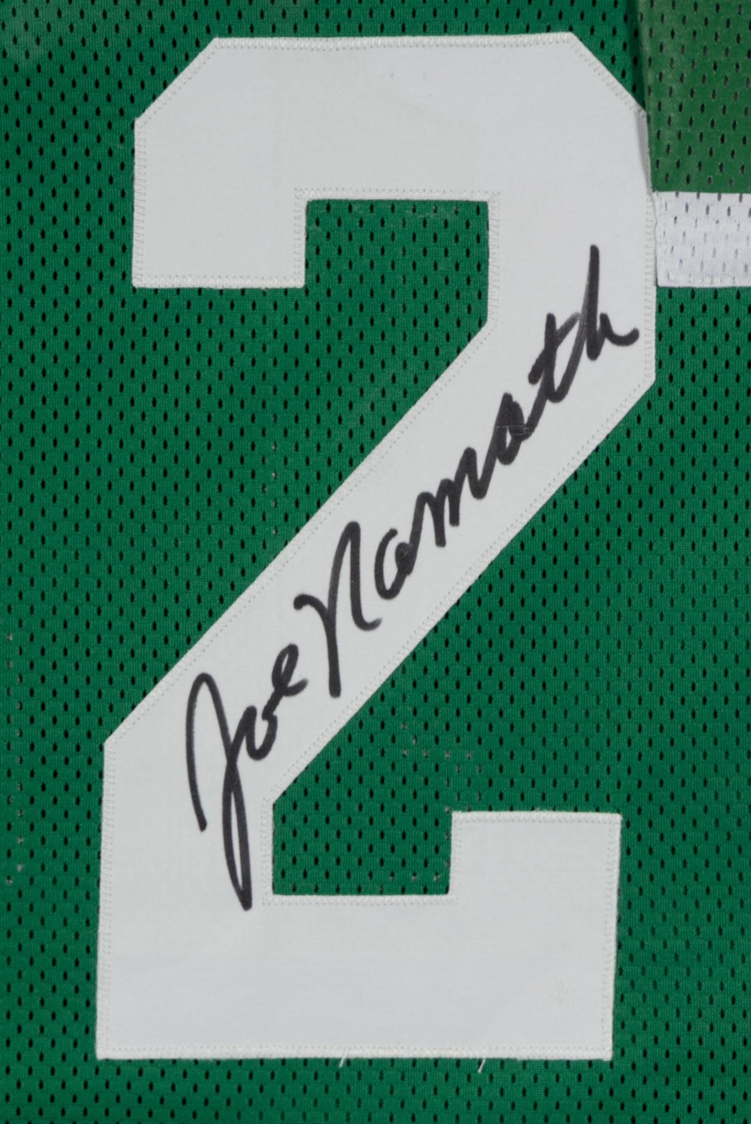 A Joe Namath Signed Autograph New York Jets Jersey Display (Beckett Authentication Services Letter),