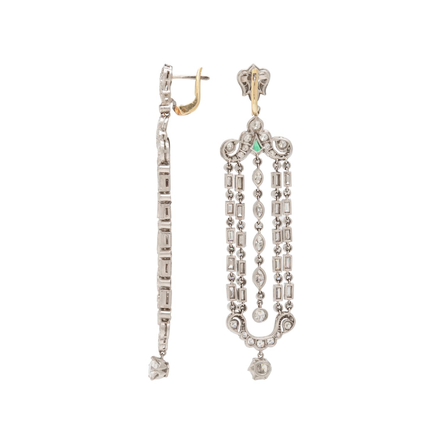 Diamond and Platinum Chandelier Earrings