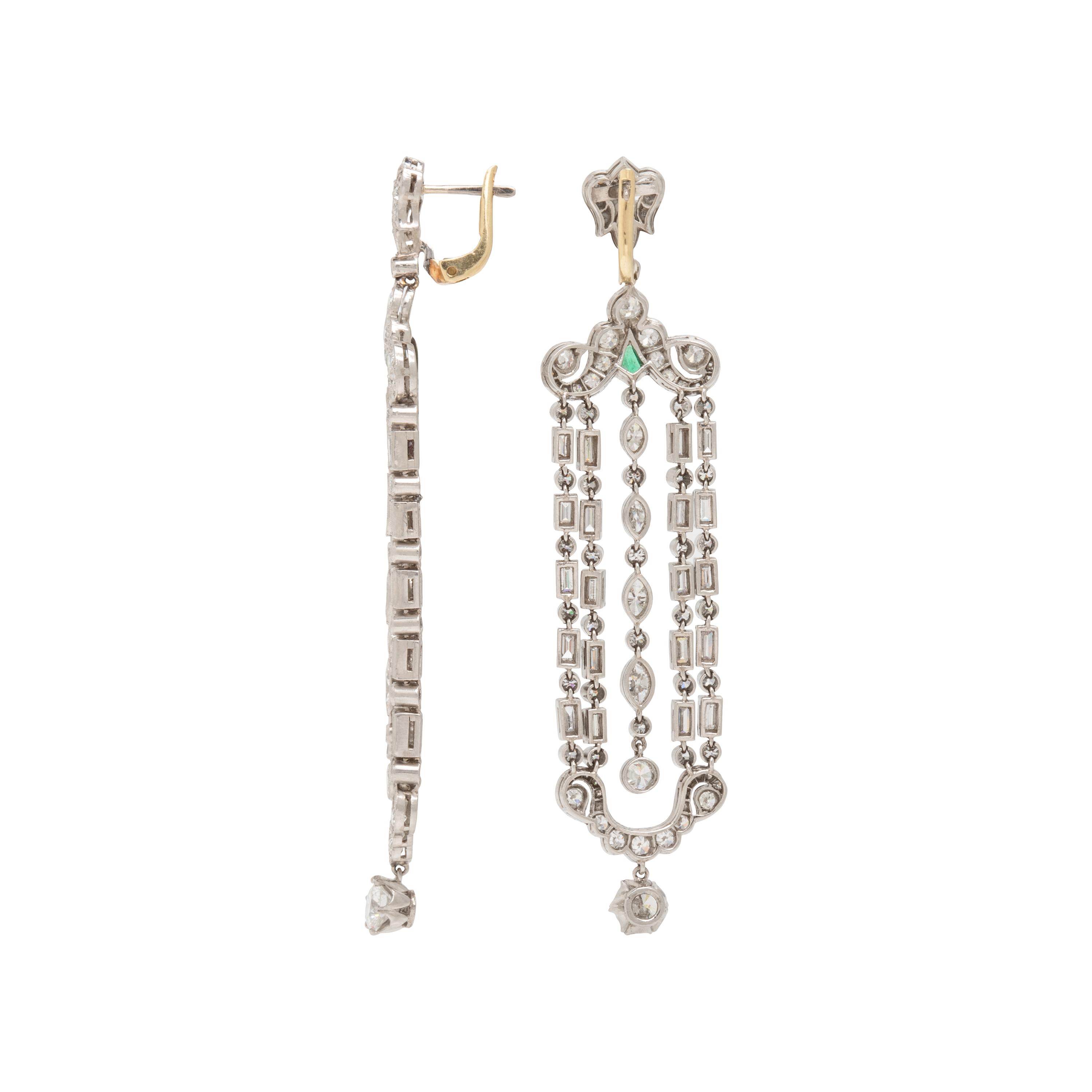 Diamond and Platinum Chandelier Earrings