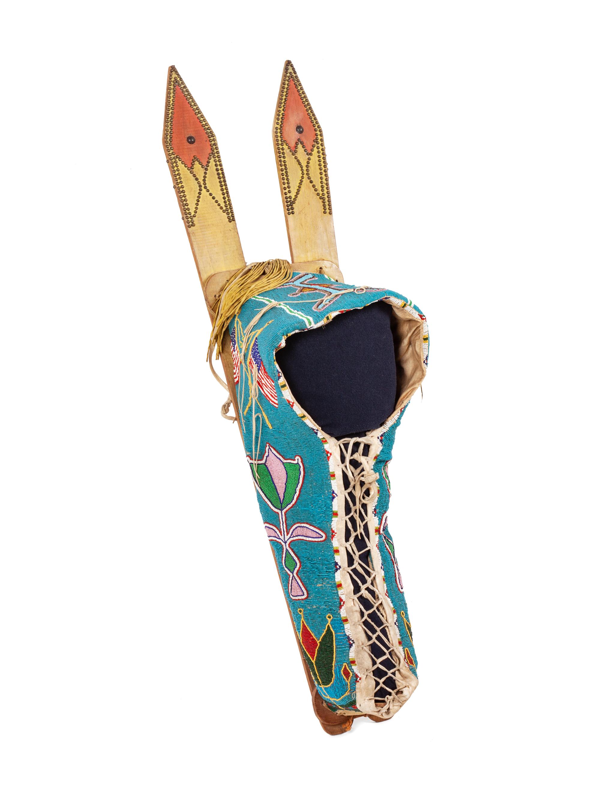 Kiowa Beaded Full-Size Cradle, with American Flags