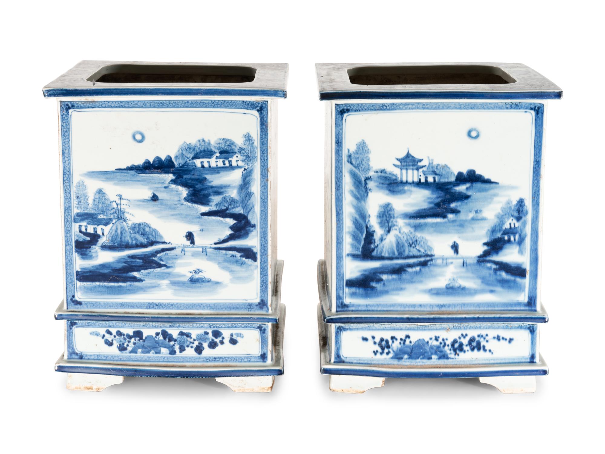Eight Blue and White Ceramic Articles