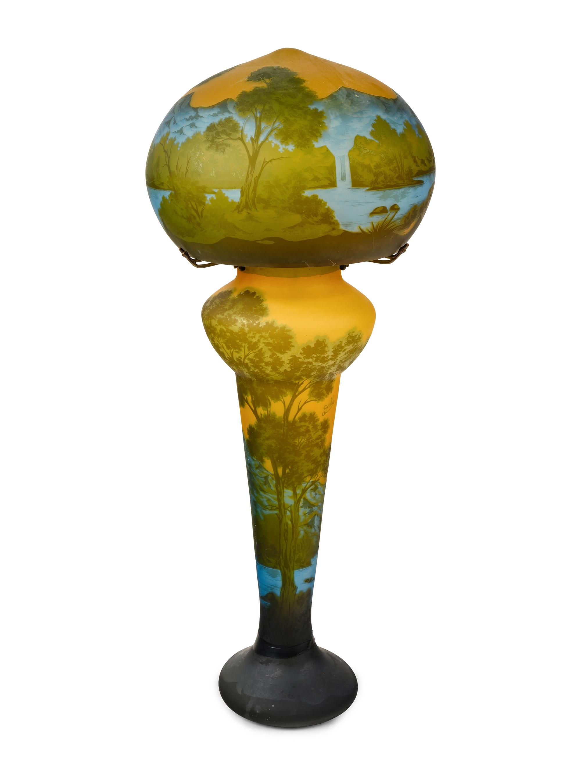 A Frosted Cameo Glass Lamp