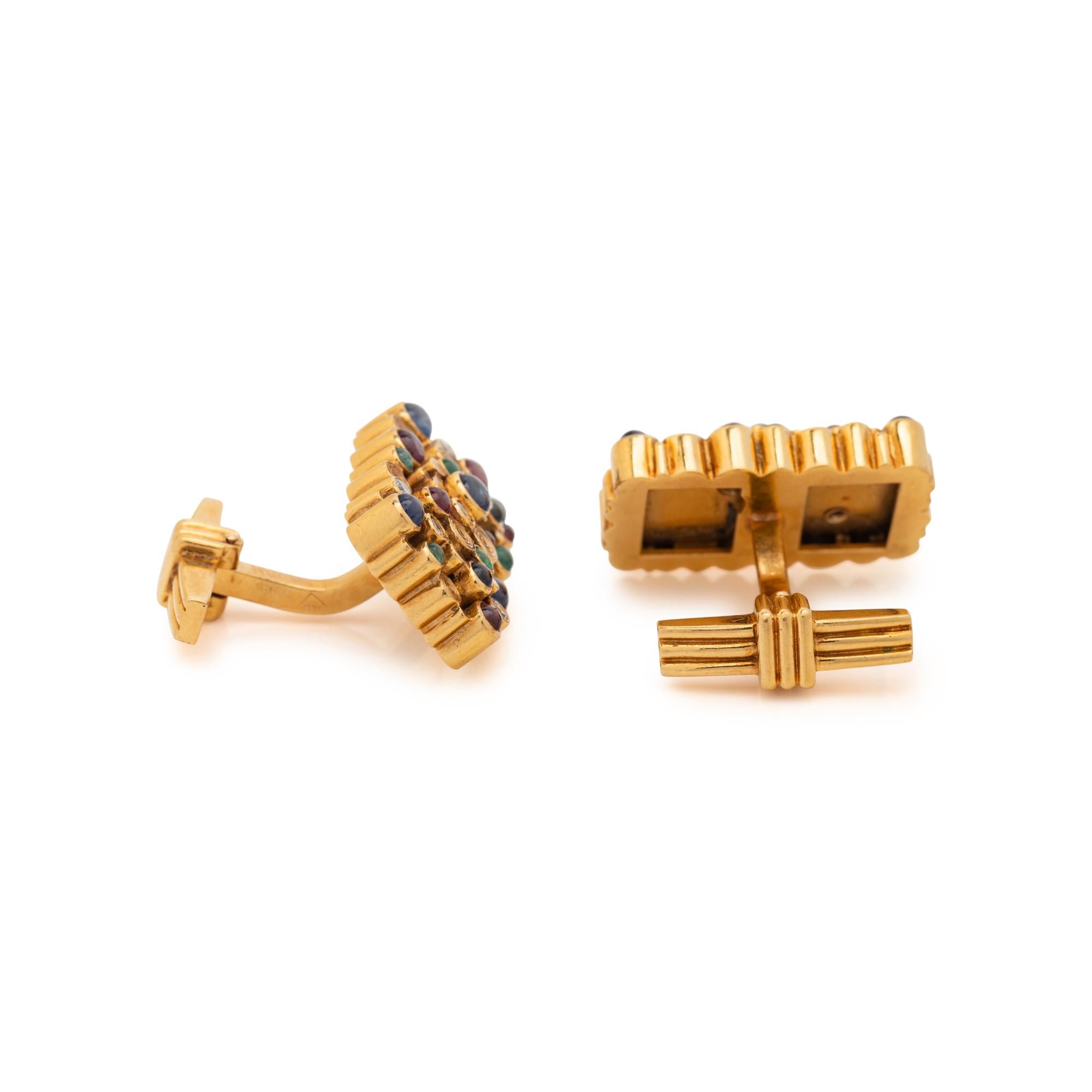 MULTIGEM AND DIAMOND CUFFLINKS