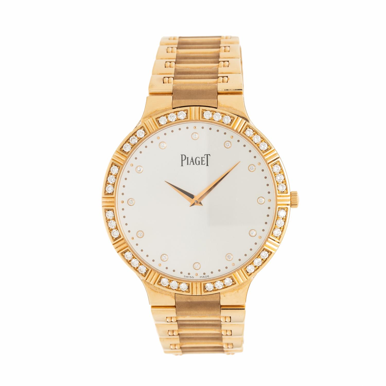PIAGET, 'DANCER' 18K YELLOW GOLD WATCH WITH DIAMOND BEZEL AND INDICES