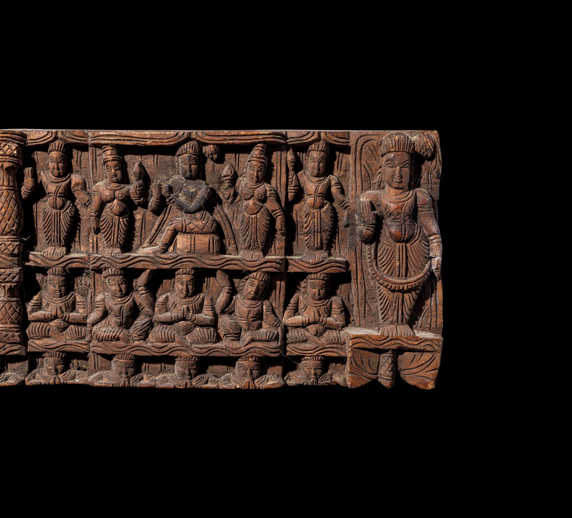 An Indian Carved Wood Panel