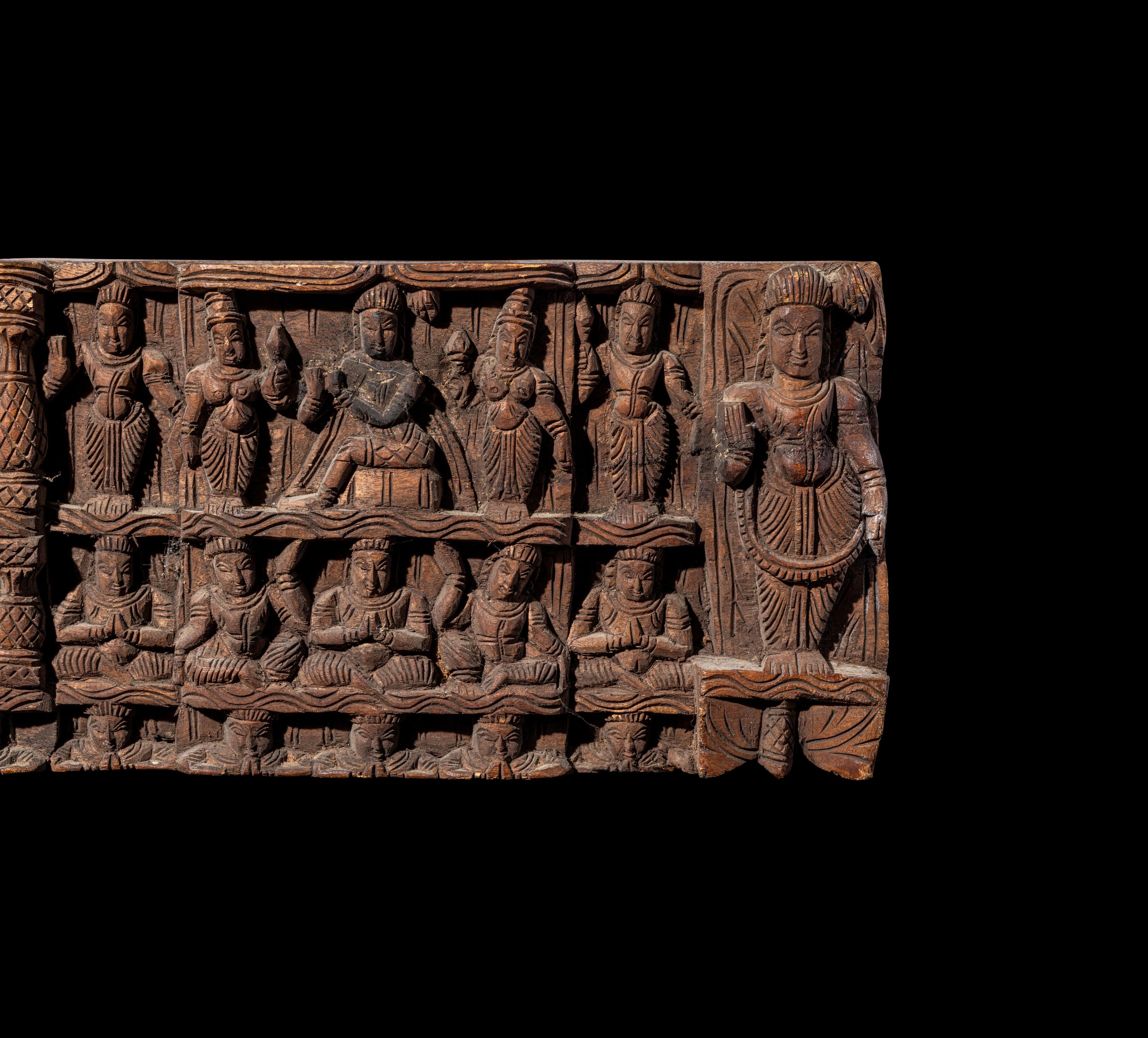 An Indian Carved Wood Panel