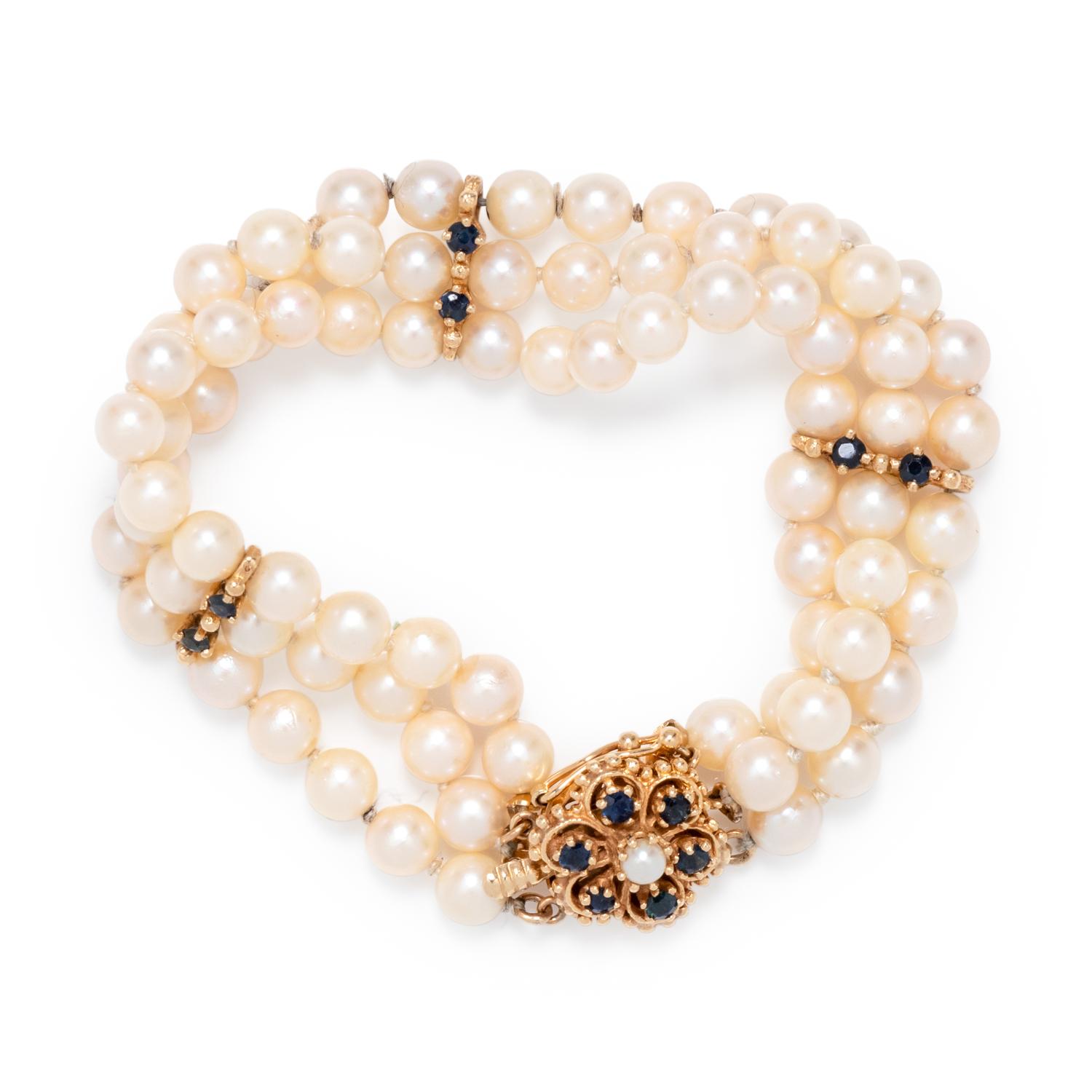CULTURED PEARL AND SAPPHIRE BRACELET
