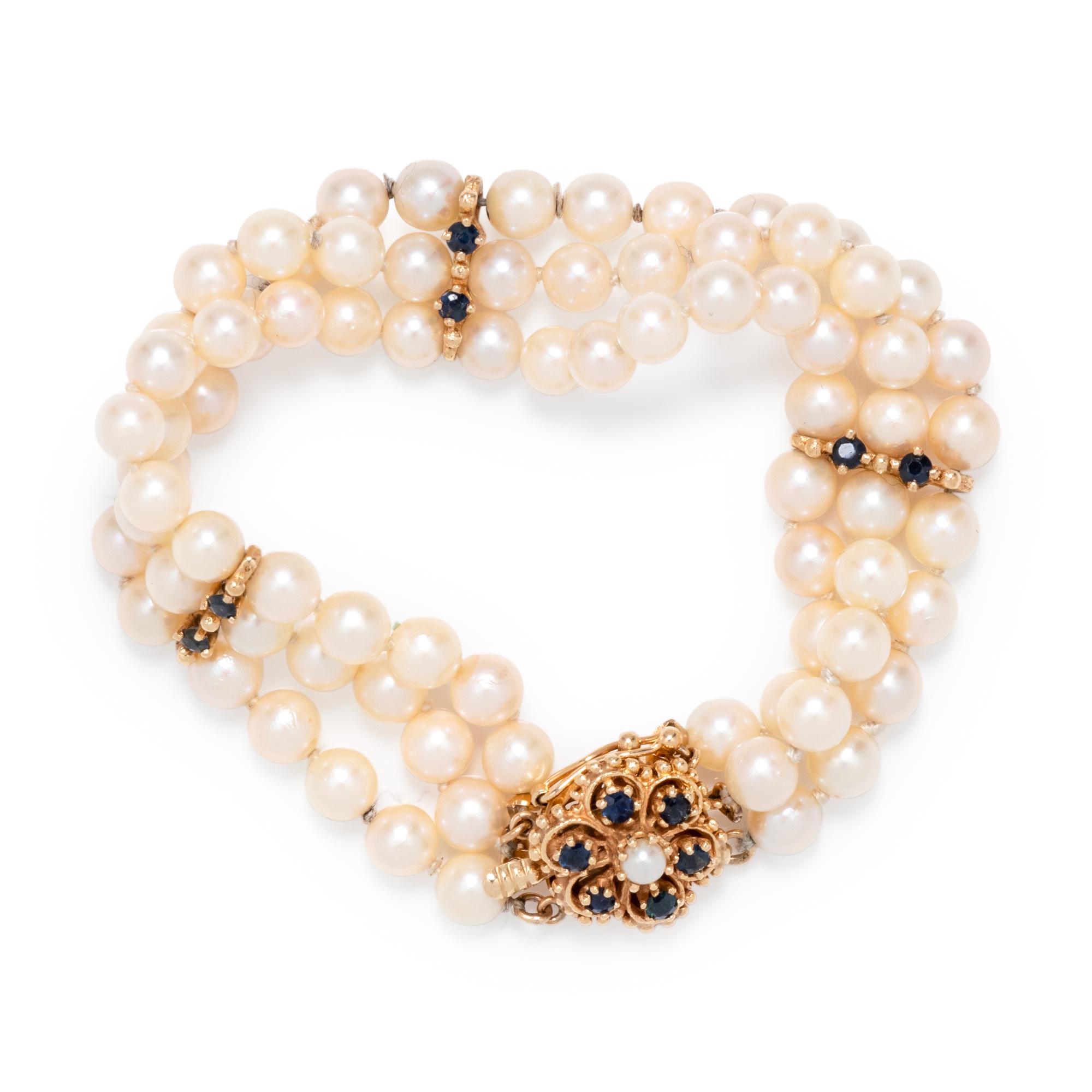 CULTURED PEARL AND SAPPHIRE BRACELET