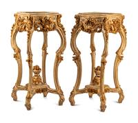 A Pair of Italian Painted and Parcel Gilt Jardinière Stands