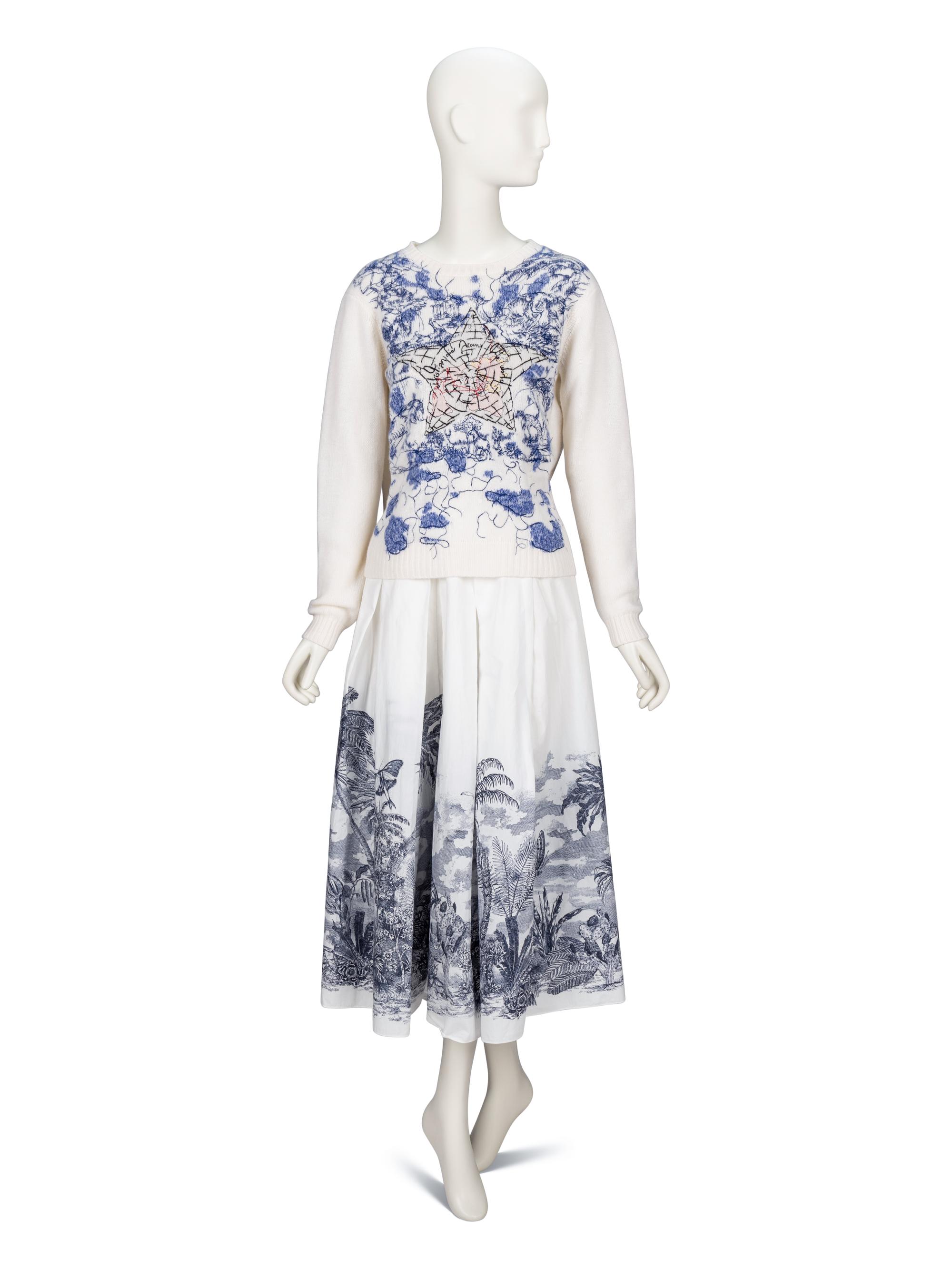 Christian Dior, Embroidered Sweater & Printed Skirt