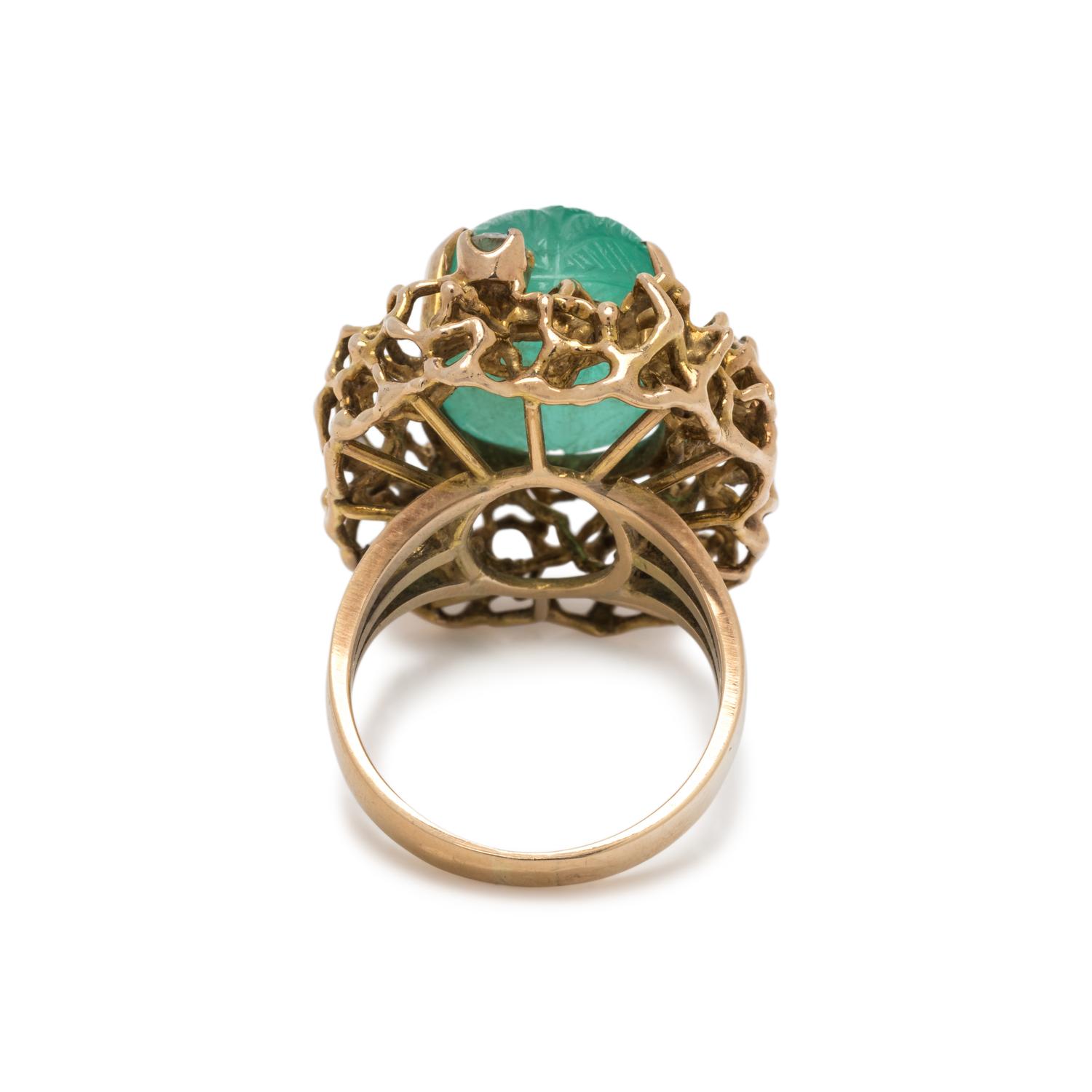 YELLOW GOLD, GREEN BERYL AND DIAMOND RING
