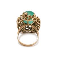 YELLOW GOLD, GREEN BERYL AND DIAMOND RING