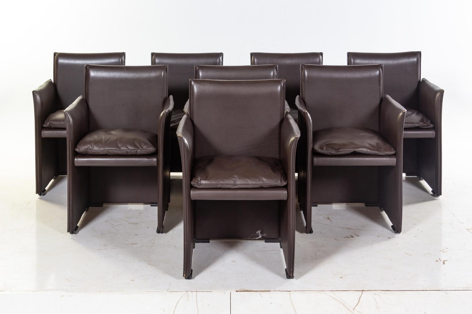 A Set of Eight Leather-Upholstered Armchairs (ETA #4)