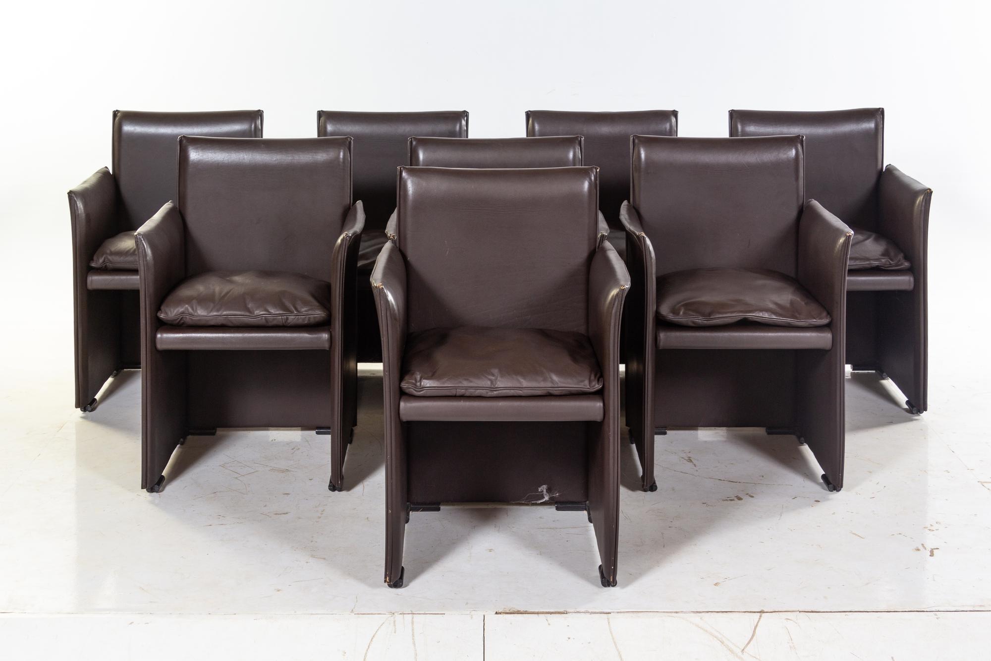 A Set of Eight Leather-Upholstered Armchairs (ETA #4)