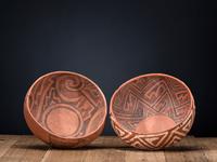 Pinedale Black-on-Red and St. Johns Polychrome Pottery Bowls
