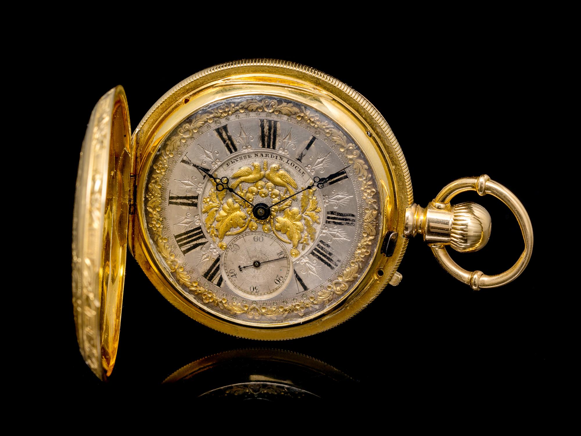 An 18 Karat Yellow Gold Hunter Case Pocket Watch, Ulysse Nardin Locle,