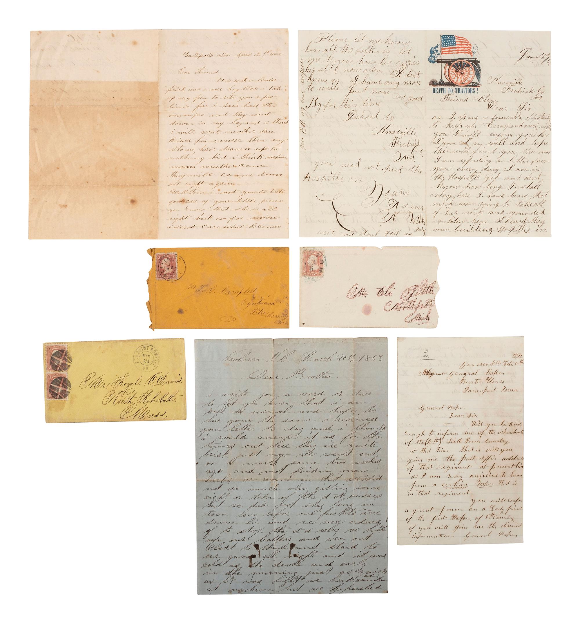 [CIVIL WAR]. A group of 12 letters with risque and explicit content regarding encounters with sex workers at camp.