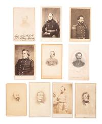 [CIVIL WAR] -- [THE CONFEDERACY]. A group of 10 CDVs, incl. President Jefferson Davis and Confederate Generals Morgan, Pillow, Hanson, Marshall, Preston, Twiggs, Elzey, and Major Irwin (SIGNED).