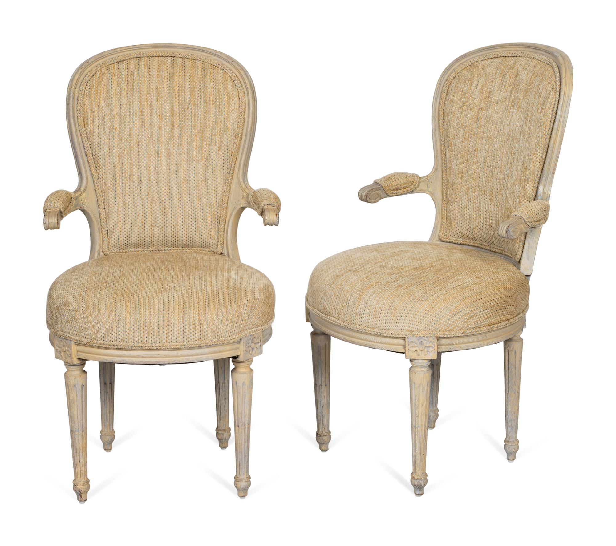 Four Louis XVI Style Carved and Painted Fauteuils — 20TH CENTURY