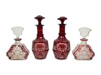 Two Pairs of Bohemian Glass Decanters with Stoppers