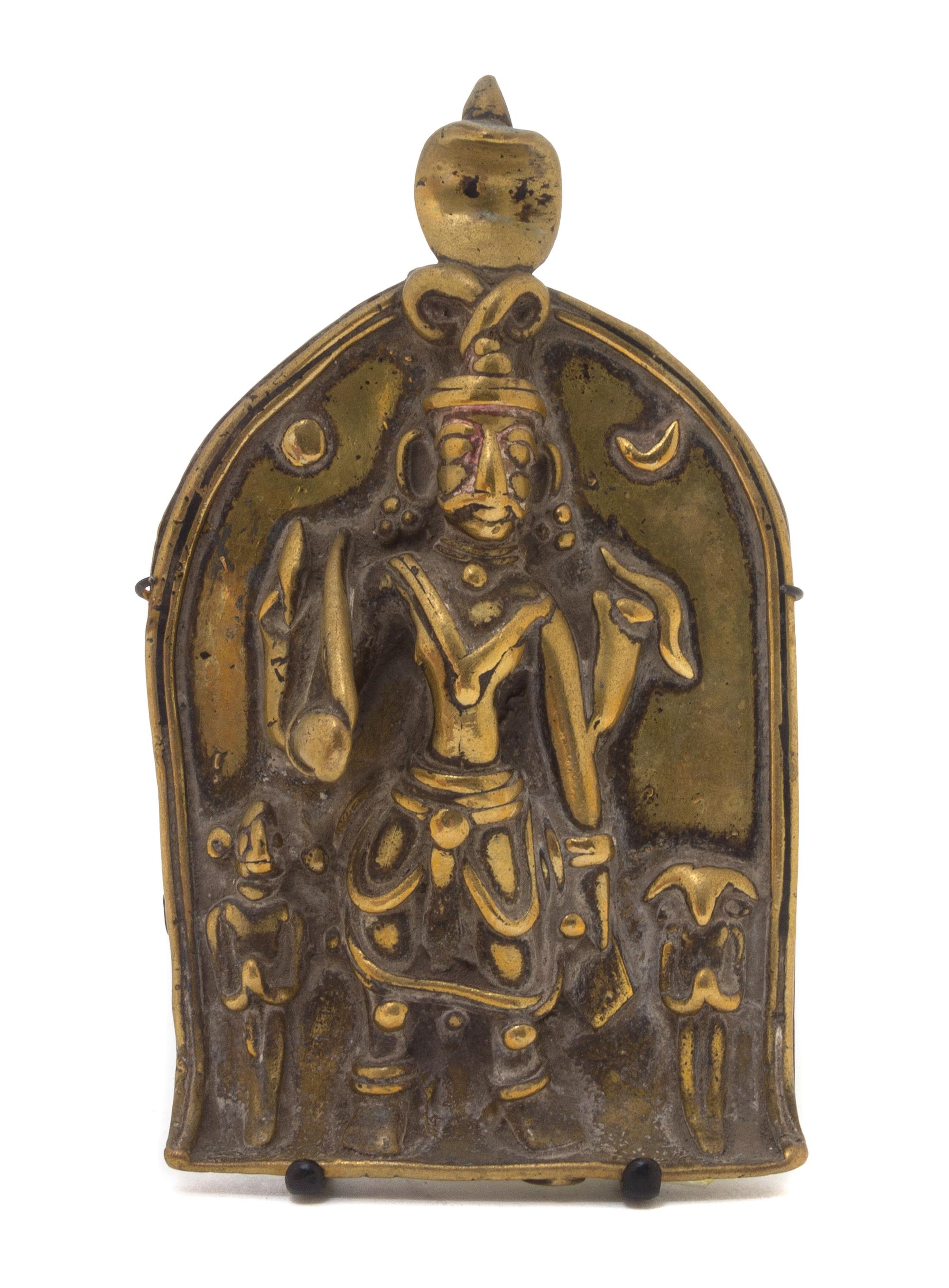 An Indian Bronze Shiva Temple Plaque Height 7 1/4 inches x width 4 1/2 inches. — 18TH/19TH CENTURY