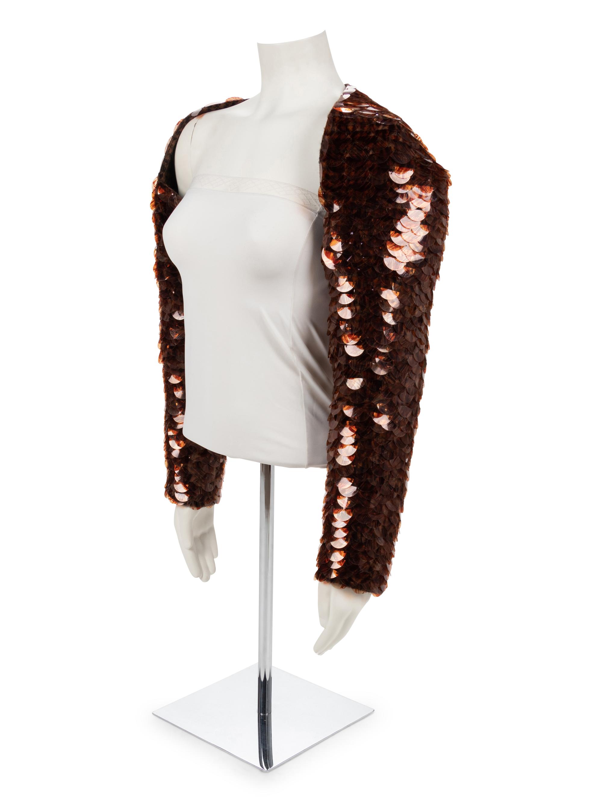 Geoffrey Beene Brown Bolero with Large Sequins, 1980-90s