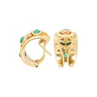 YELLOW GOLD, EMERALD, AND DIAMOND EARRINGS
