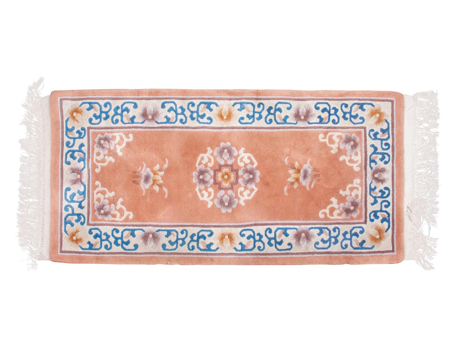 A Chinese Wool and Silk Peach Rug