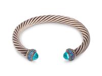 DAVID YURMAN, BLUE TOPAZ AND SAPPHIRE 'CABLE CLASSIC' CUFF BRACELET