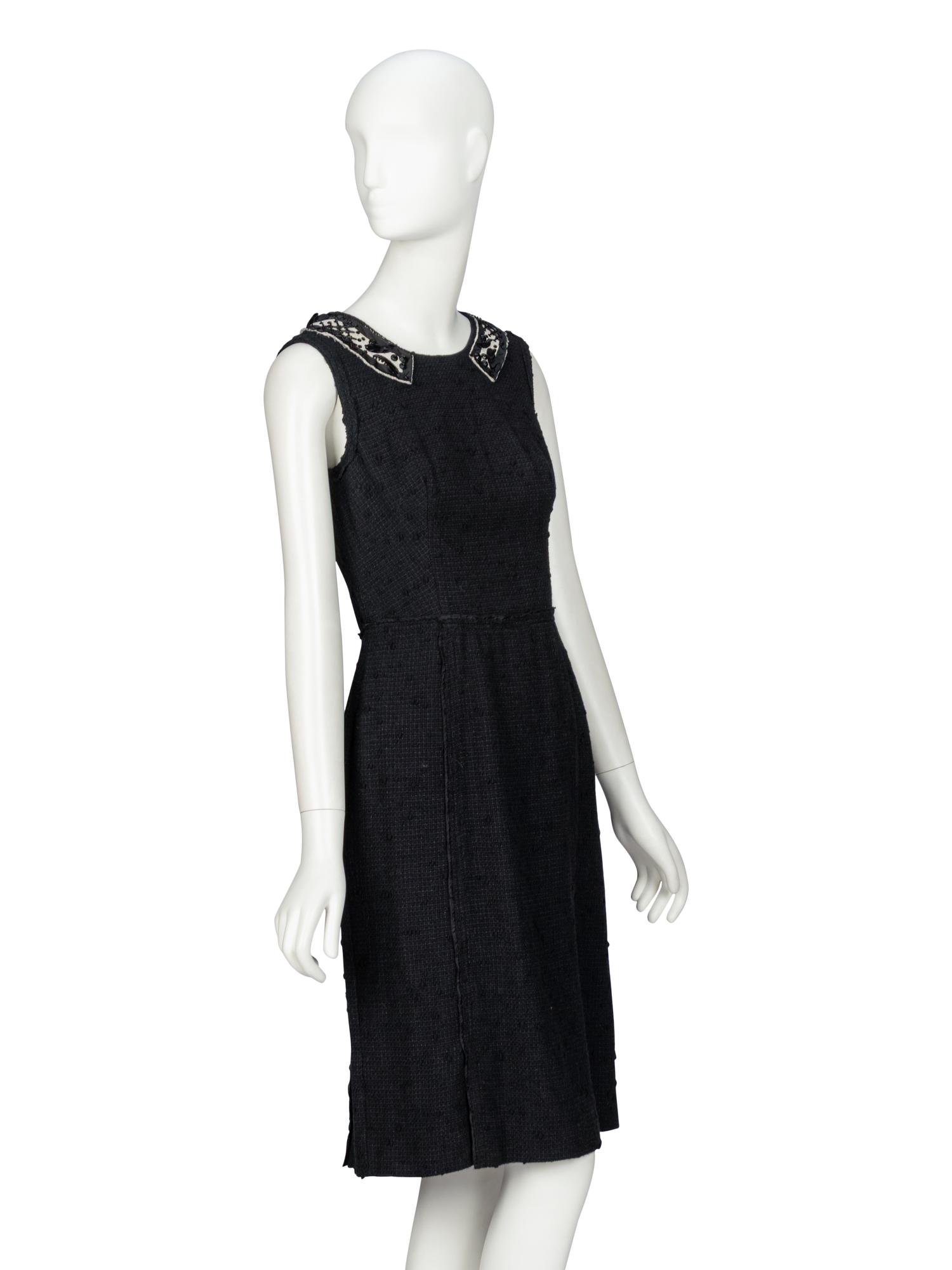 Prada, Black Tweed Dress & Nylon Handbag