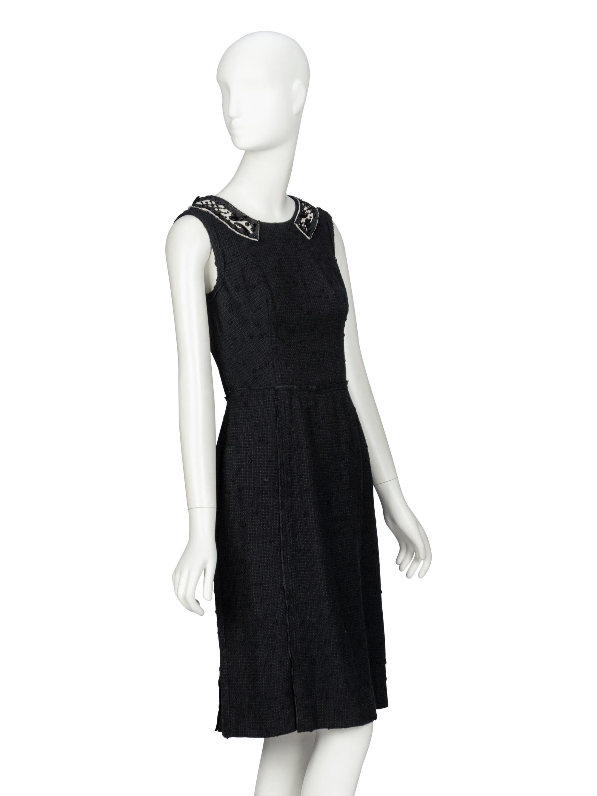 Prada, Black Tweed Dress & Nylon Handbag